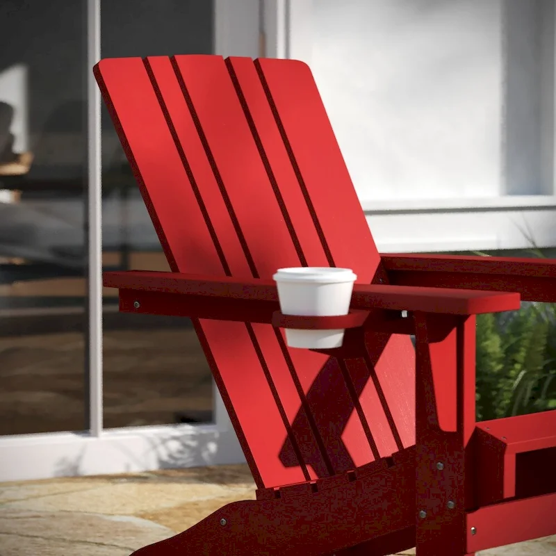 All-Weather Rocking Adirondack Chair with Swiveling Cupholder