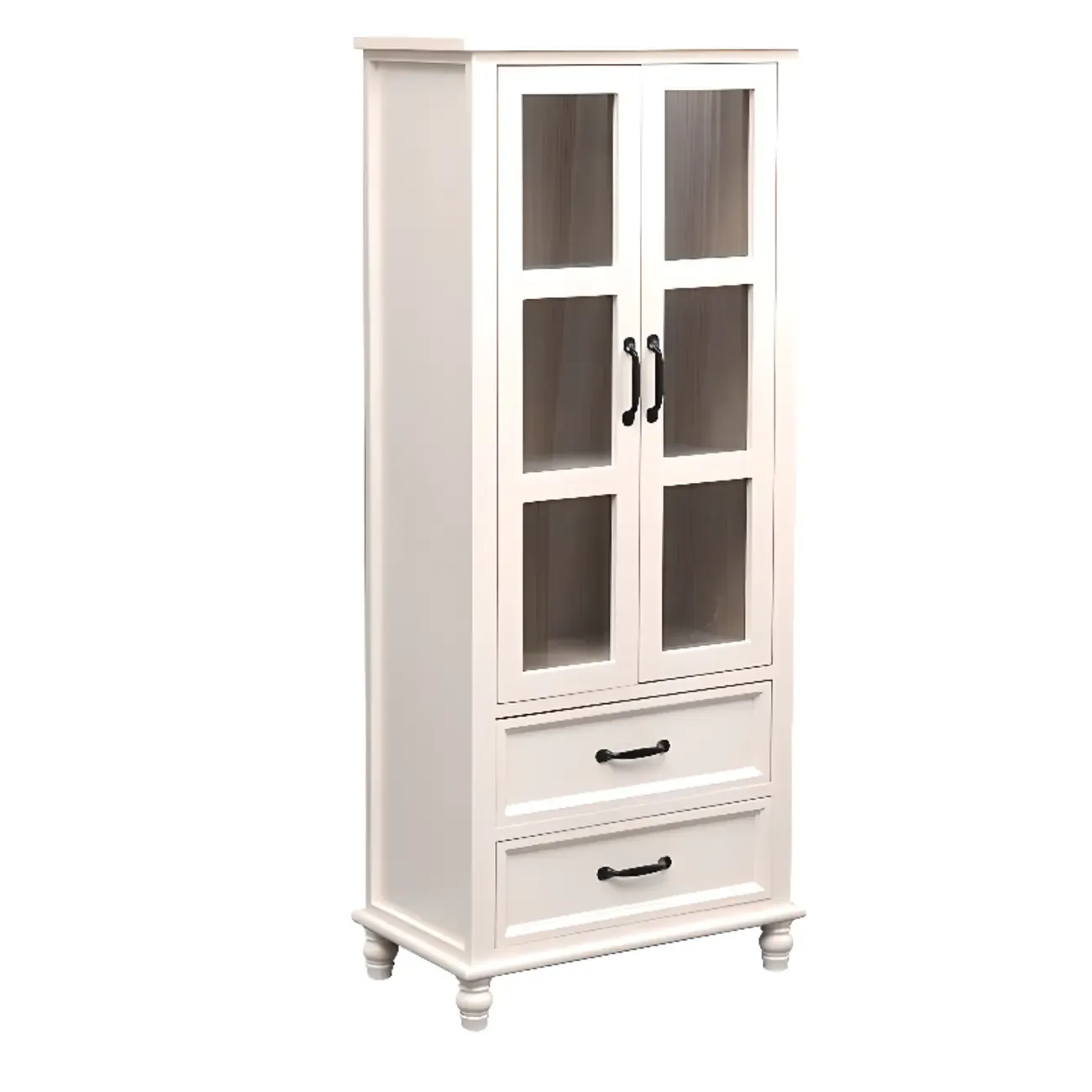 Freestanding Solid Wood White Cabinet with Drawers