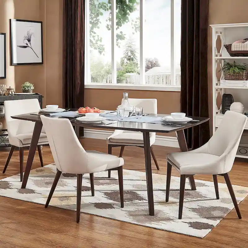 Mid-Century Barrel-Back Linen Dining Chairs with Tapered Legs – Dark Grey / Grey / White