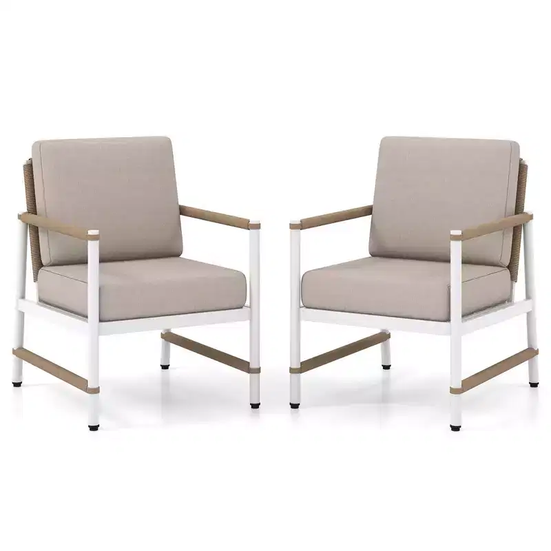 Costway 2 PCS Patio Sofa Set with Thick Cushions Modern Bistro Set for Poolside