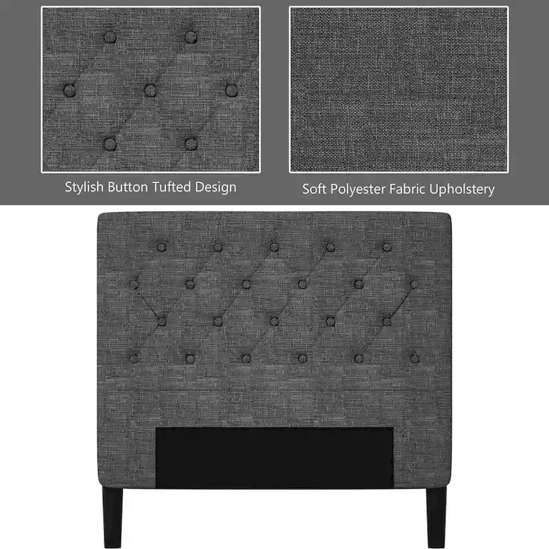 Costway Twin Upholstered Bed Frame Diamond Stitched Headboard Wood