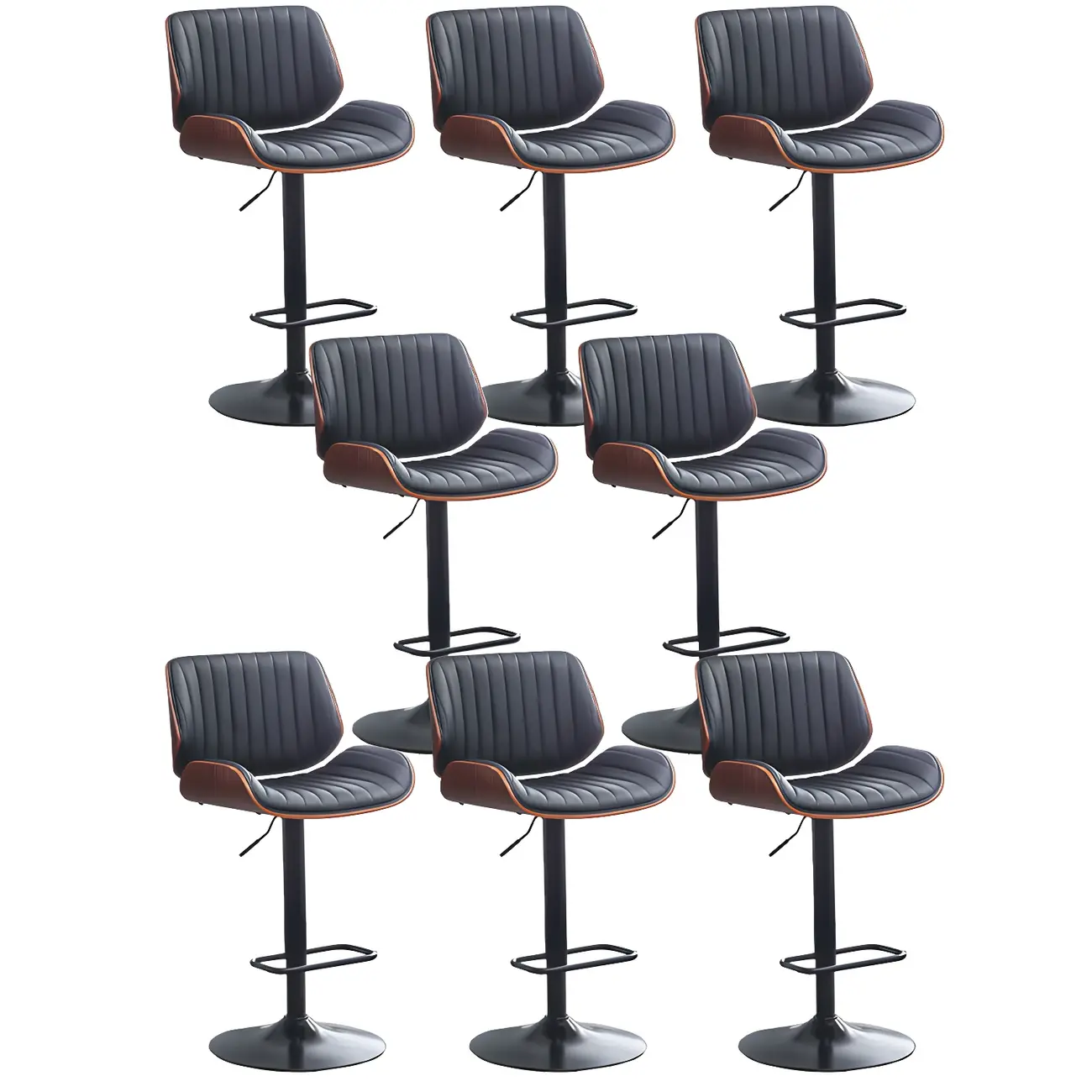 Elegant Wood Leather Red Swivel Adjustable Bar Stool