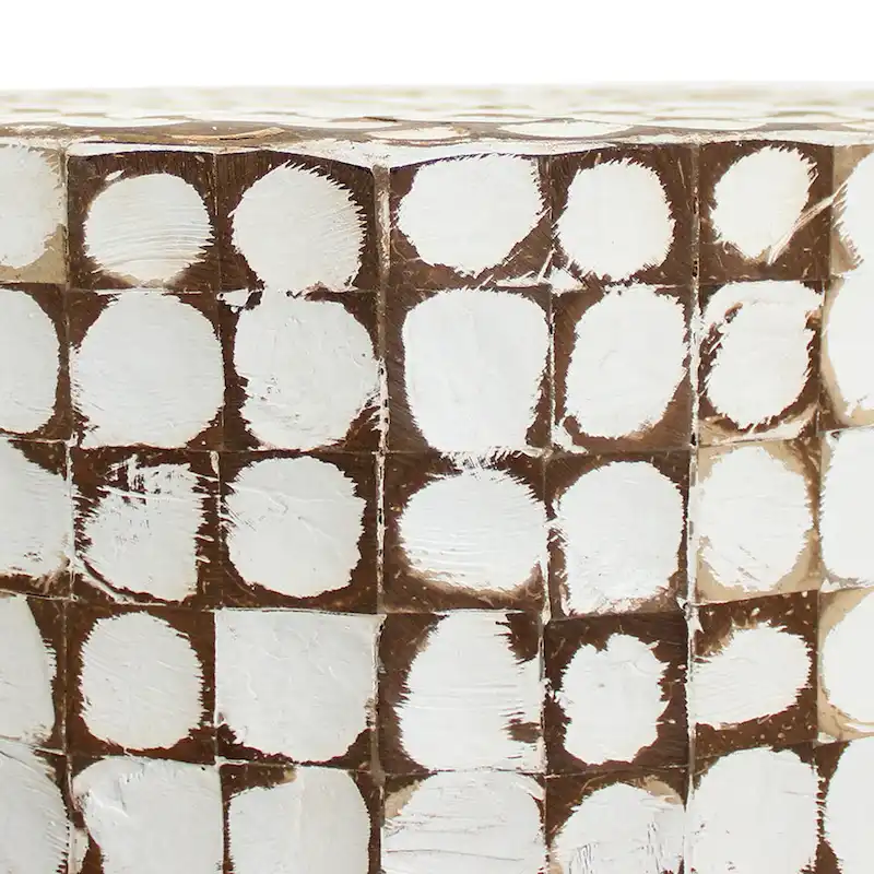 Round Coconut Shell Mosaic Accent Table by East at Main