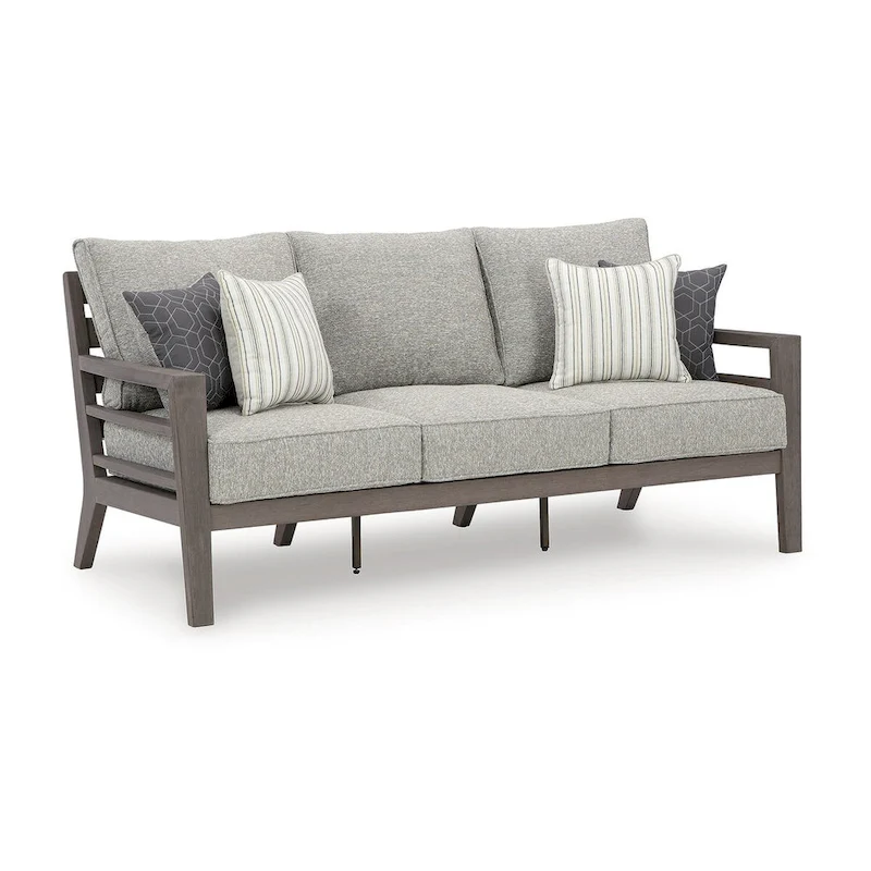 Signature Design by Ashley Hillside Barn Gray/Brown Outdoor Sofa with Cushion - 78.88 W x 34 D x 35.38 H