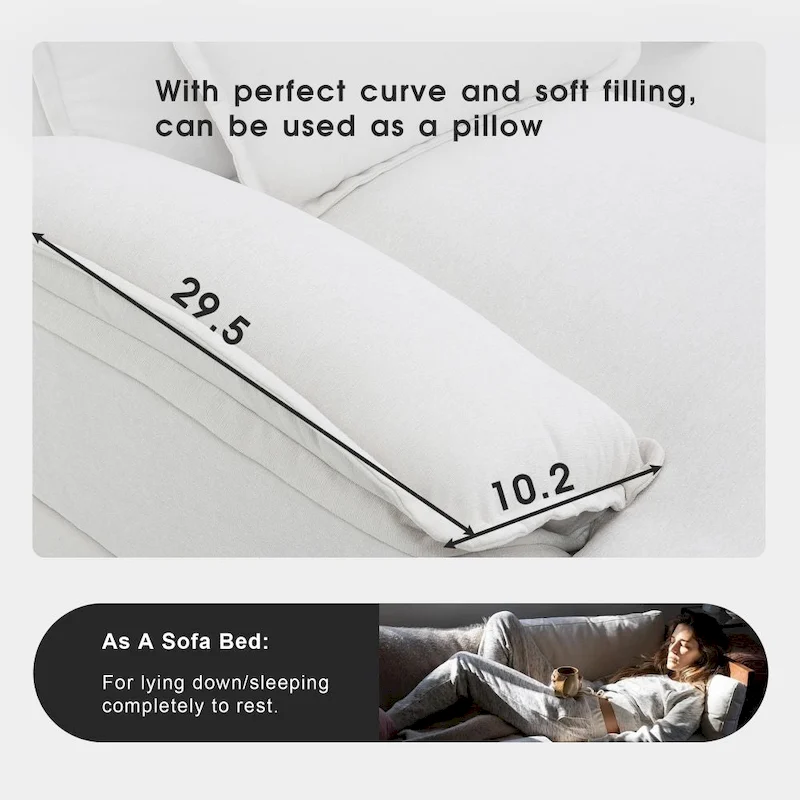 110*55 Modern U-Shaped Sectional Sofa with Waist Pillows,6-Seat Upholstered Symmetrical Sofa Furniture