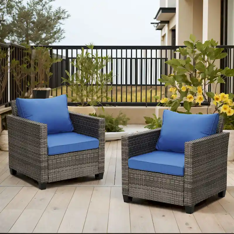 Zenova Rattan 2-piece Outdoor Furniture Set Rattan Sofa Sectional Set