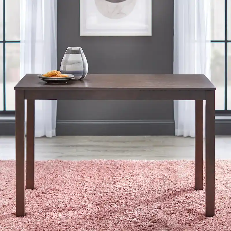 Solid Rubberwood Dining with Cushioned Chairs – White / Espresso, Microfiber / Faux Leather, Seats 4