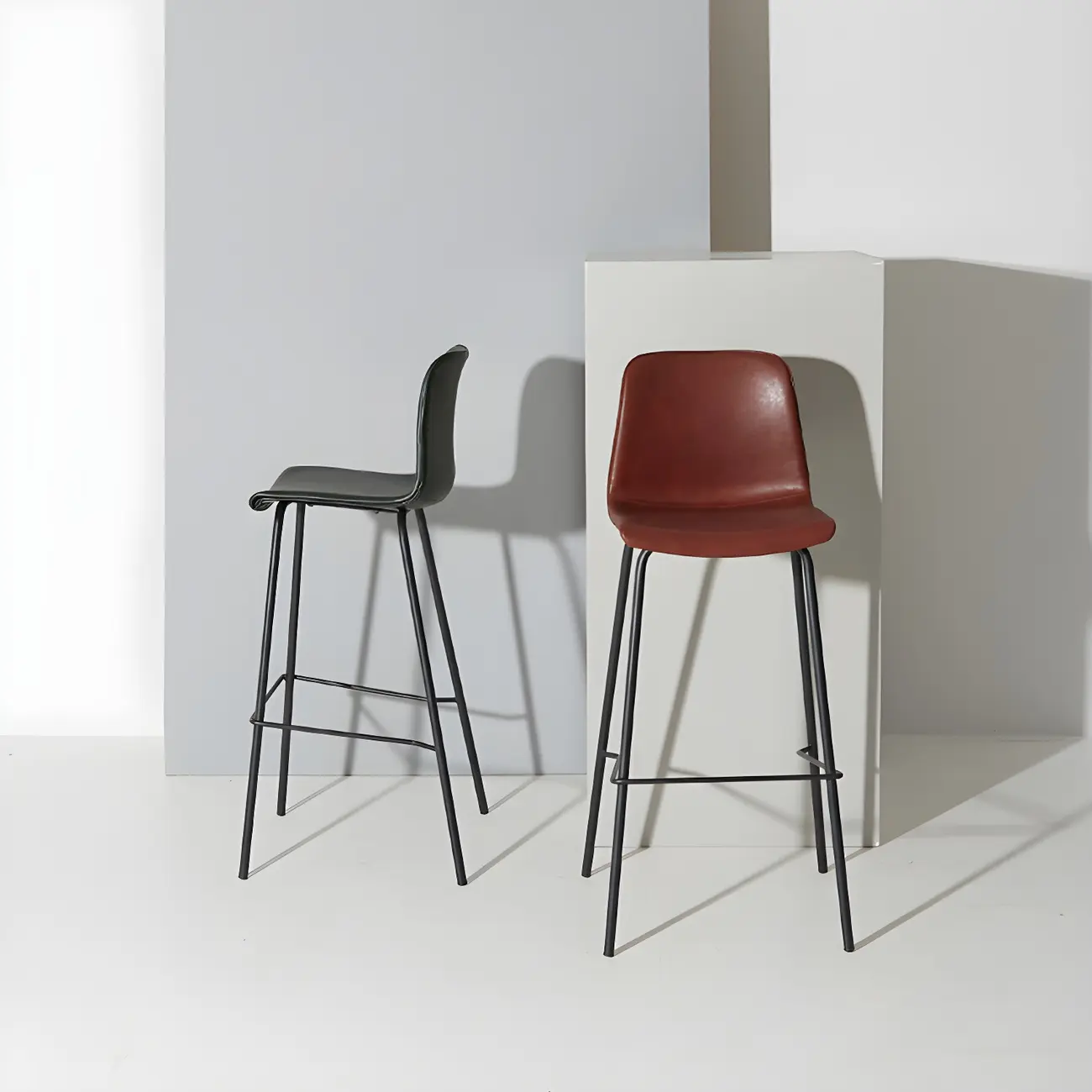 Brown Saddle Metal Frame Leather Counter Stools with Backs