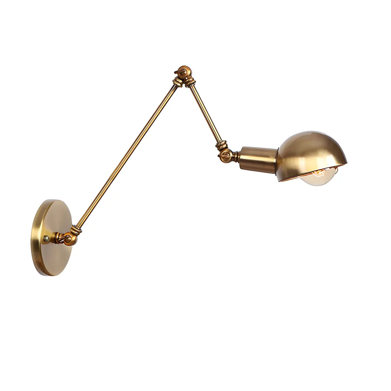 Gold and White Dome Swing Arm Wall Light