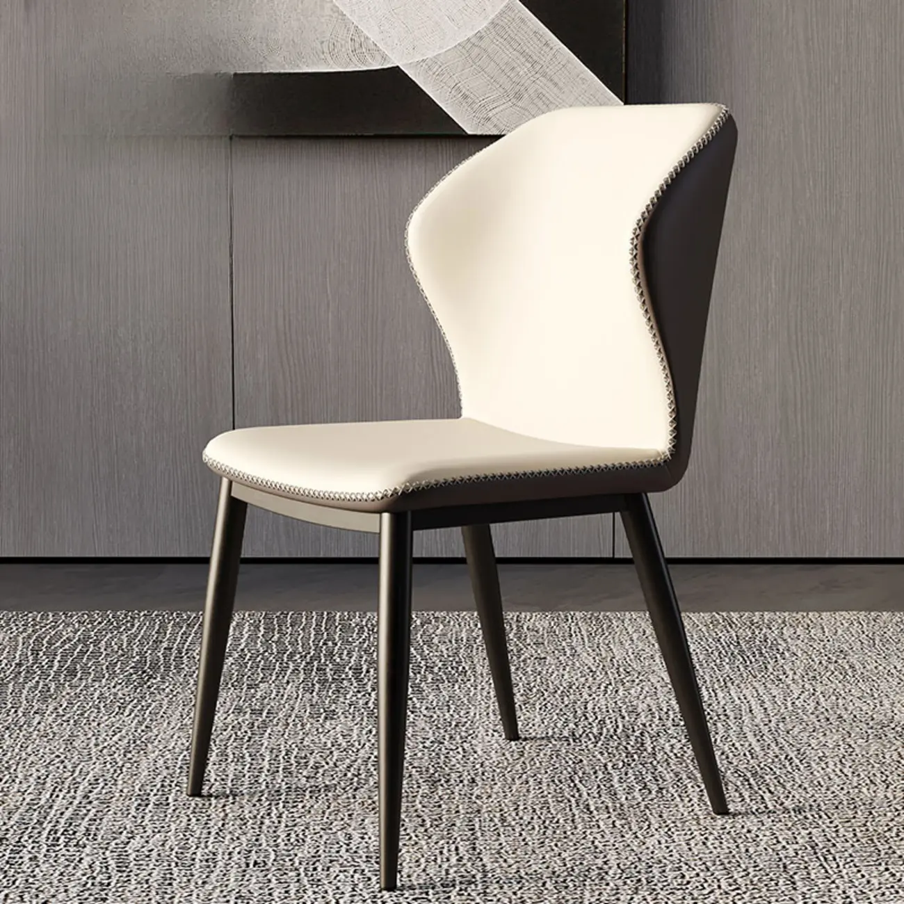 Scandinavian Faux Leather Wingback Dining Chairs