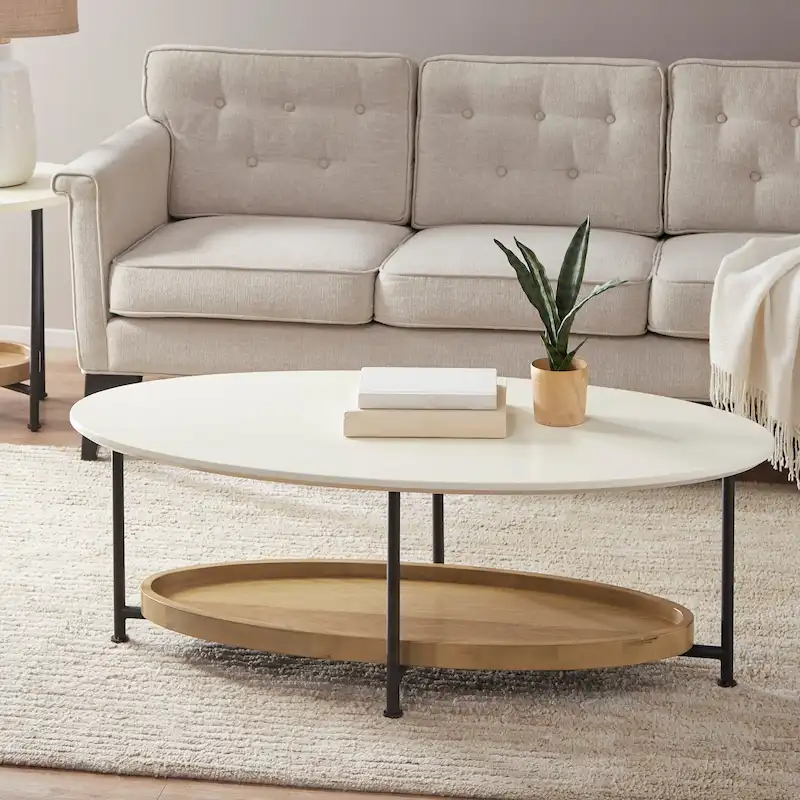 Madison Park Beaumont White/ Natural Coffee Table
