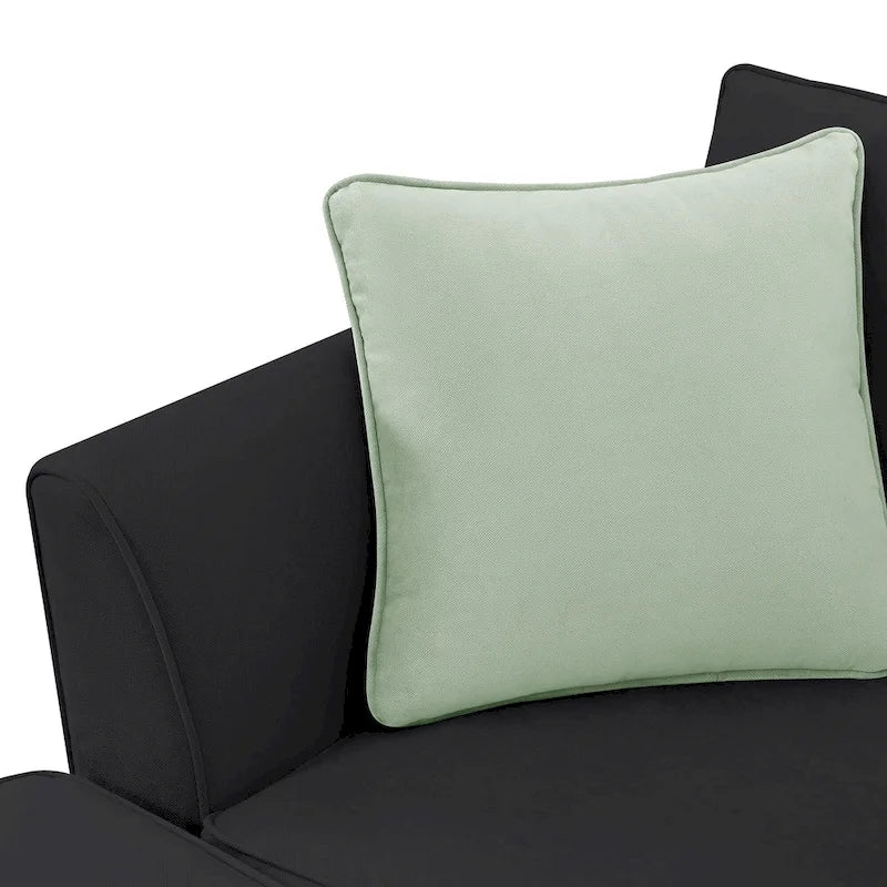 112*87 Sectional Sofa Couches Living Room Sets 7 Seats Modular Sectional Sofa with 3 Pillows, Black