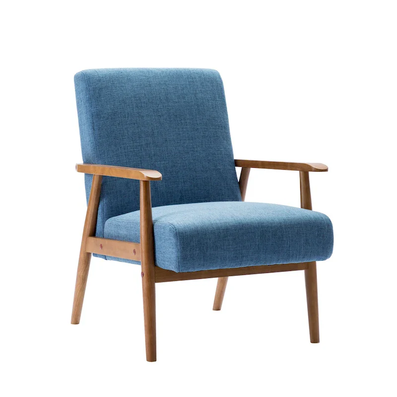 Gelso Fabric Accent Chair with Rubberwood Legs