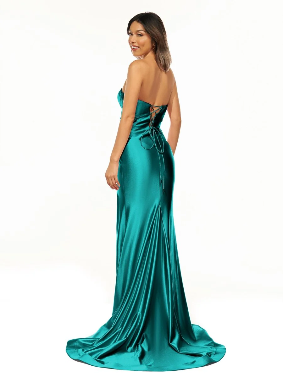 Sweetheart Fuchsia Pleated Mermaid Long Prom Dress