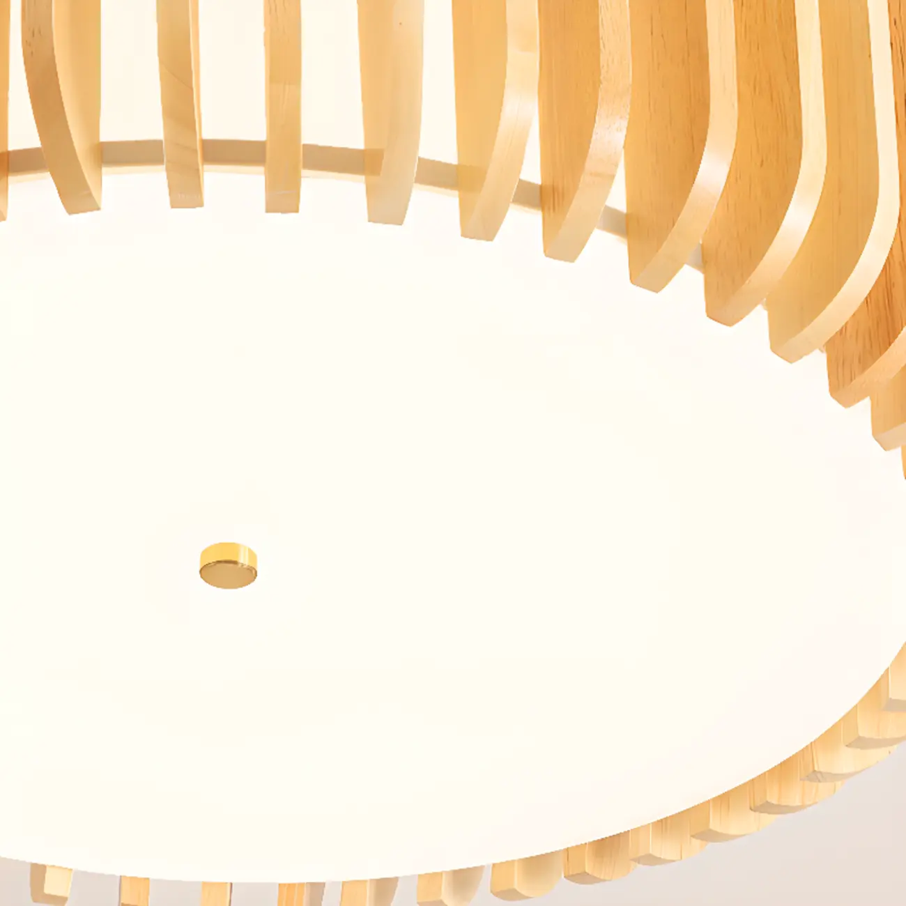 Natural Wood Circular Dimmable LED Flush Mount Ceiling Light