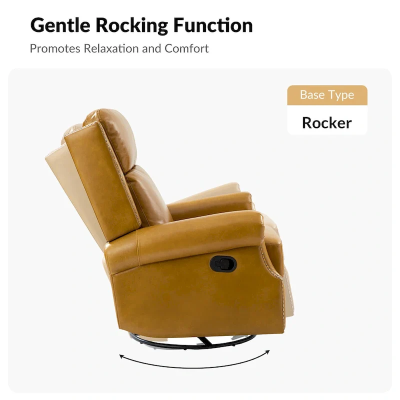 Viviana Traditional Genuine Leather Manual Swivel Glider Recliner by HULALA HOME