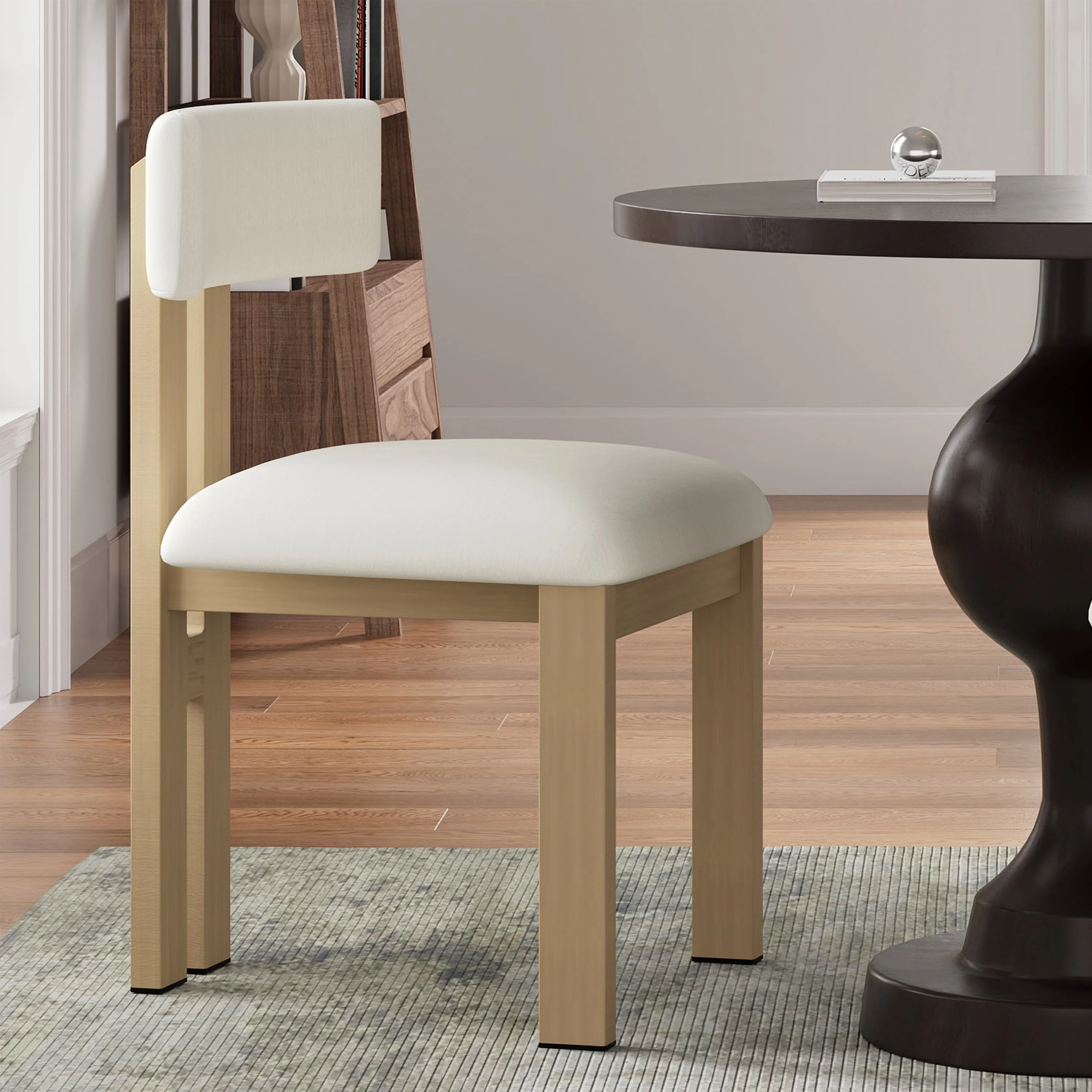 Set of 2 Modern Upholstered Dining Chairs Fabric with Sturdy Iron Frame