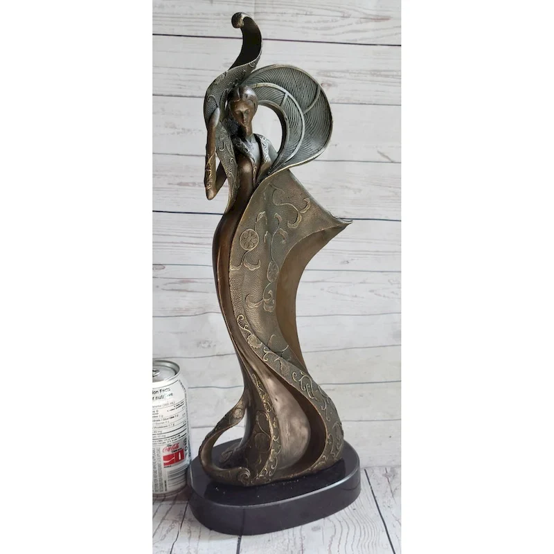 Signed Original Kin A Tribute To Erte Bronze Sculpture Marble Figurine Figure