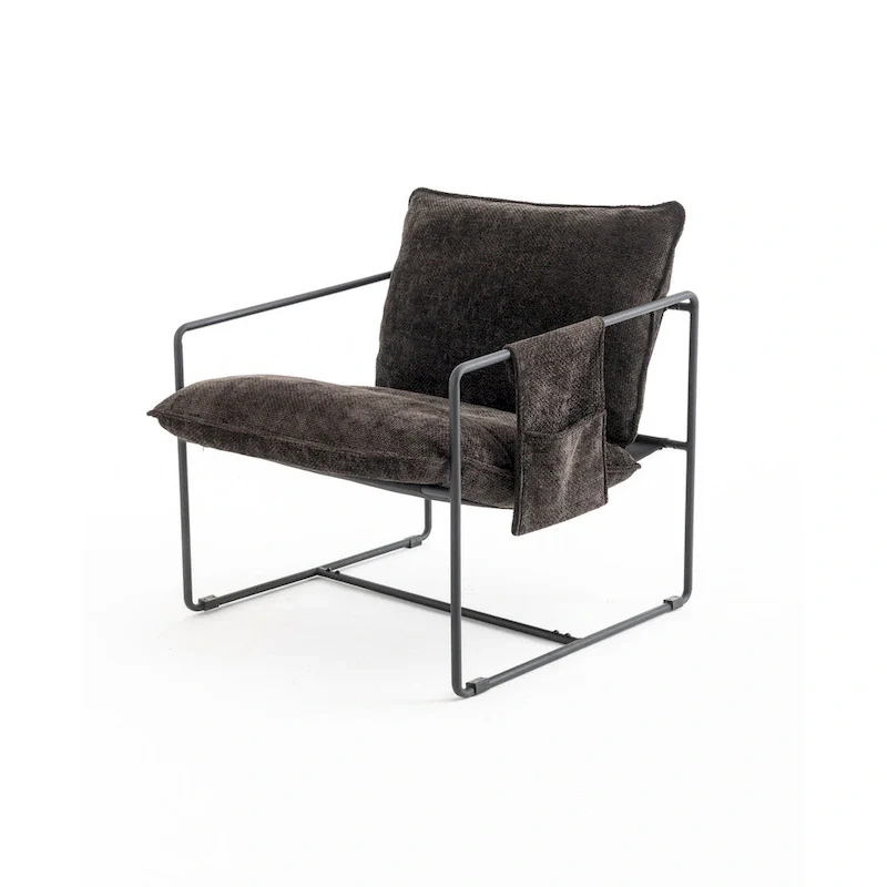 30.7  Arm Chair with Metal Frame and Gold Accents (Set of 2)