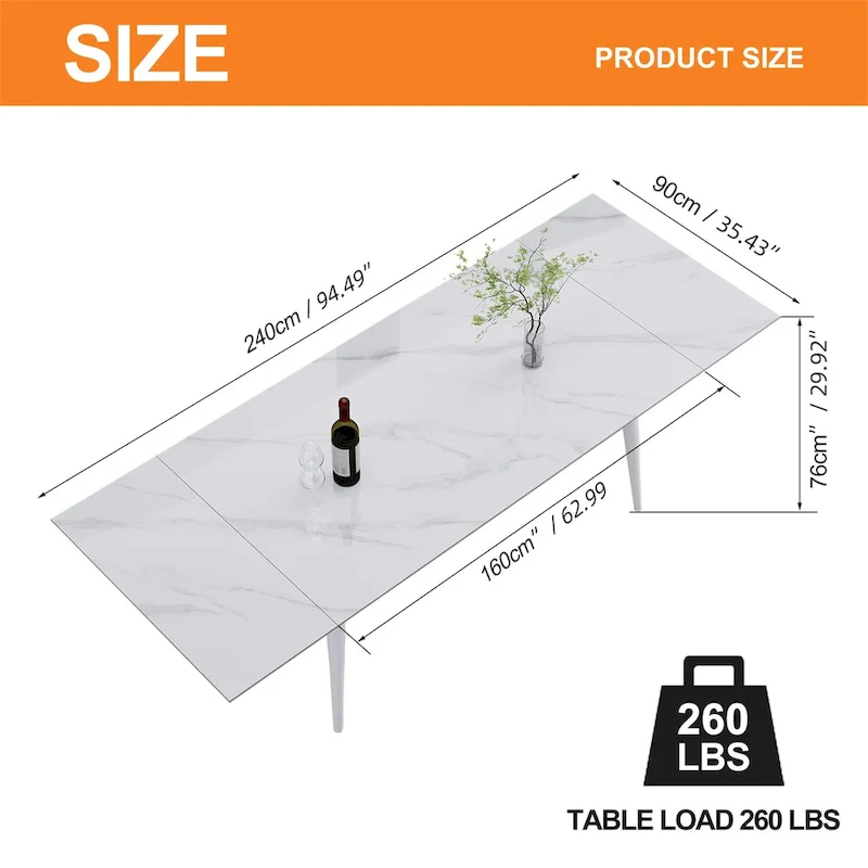 7 - Piece Extendable Sintered Stone Dining Table Dining Set With 6 Fabric Chairs