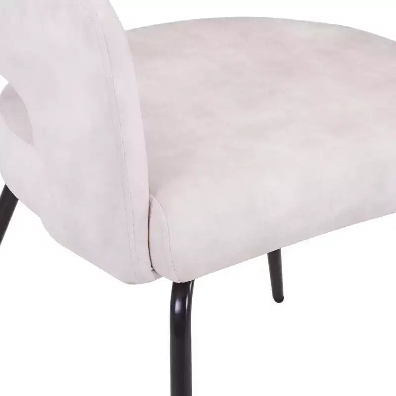 LeisureMod Dining Chair Upholstered in Velvet/Leather with Open Curved Backrest and Powder-Coated Iron Legs Gavin Collection Set of 2