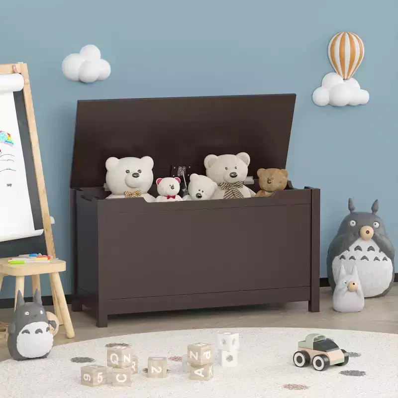 Whisen Kids Toy Box Storage, Utility Storage Cabinets with Safety Hinged Lid for Ages 2+, Quick Assembly