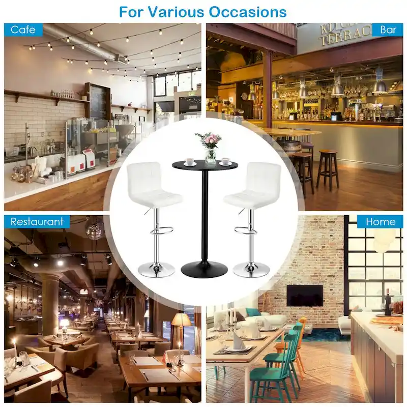 Gymax 3PCS Pub Table Set 24 Round Bar Table & 2 Adjustable Bar