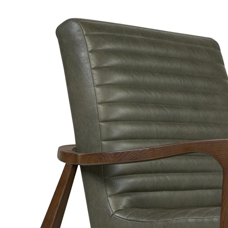 Walnut Ribbed Leather Lounge Chair