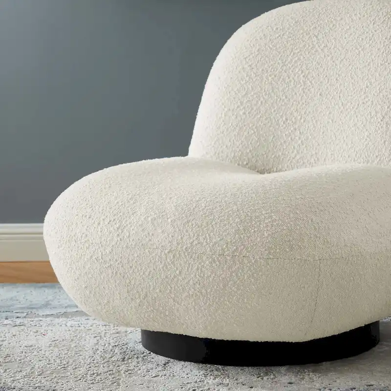 Kindred Boucle Upholstered Swivel Chair with Matte Black Base