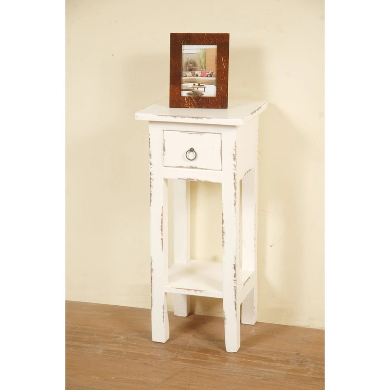 Solid Distressed Narrow Side Table - 25.75 - Washed White