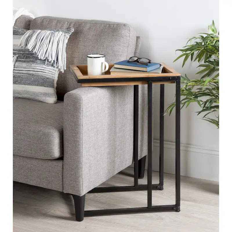 C-Shaped Side Table | Natural / White / Gray / Black | Collapsible | For 1 Person