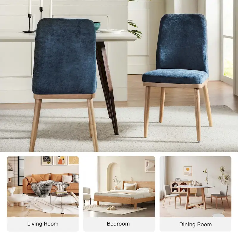 Emilia Mid-century Modern Upholstered Dining Chair Set of 2 by HULALA HOME