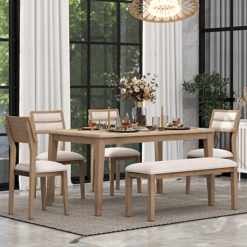 6-Piece Wooden Dining Table Set - 60