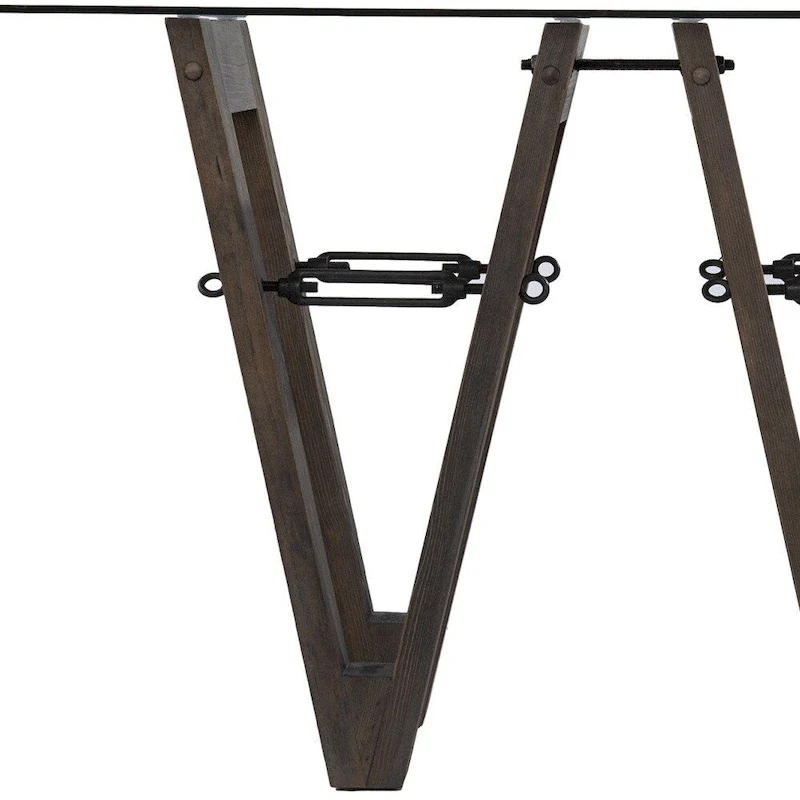 Clear Glass Reclaimed Wood Console Table with Abstract Base - 46 L x 18 W x 29.5 H