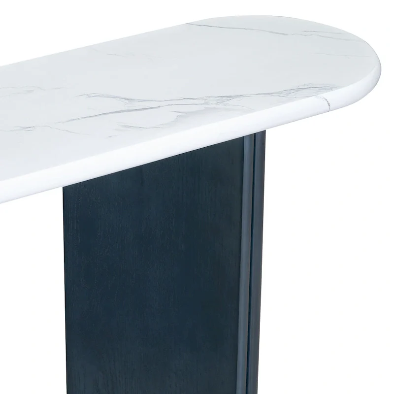53.9  Console Table with Faux Marble Top & Wood Base