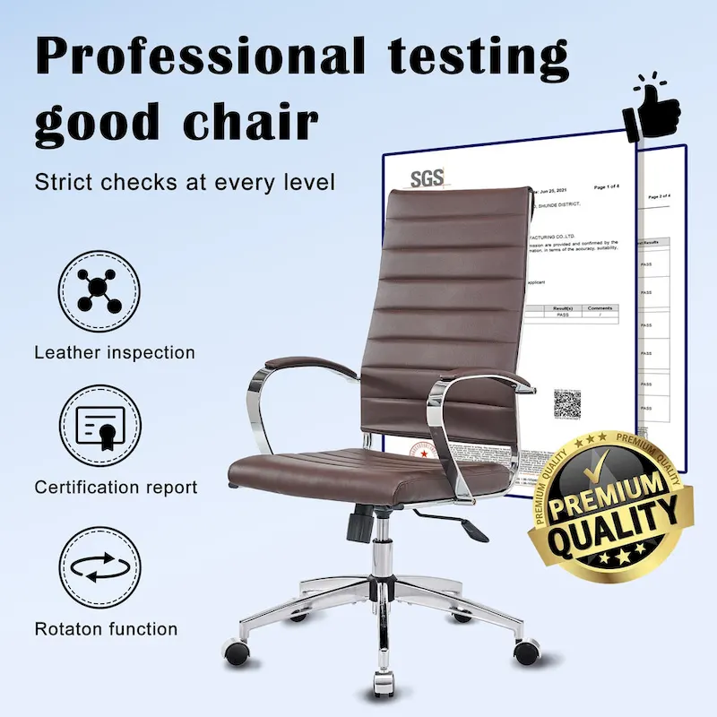 CAROCC Ribbed Computer Office Chair Adjustable Swivel High Back Desk Chair