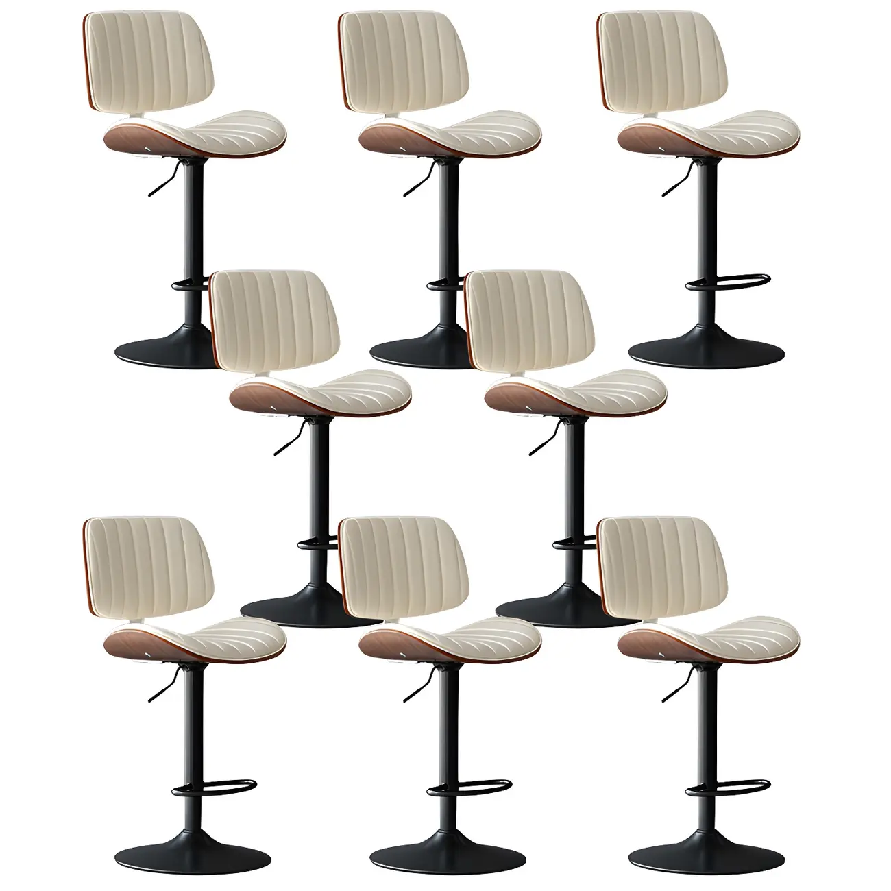 Modern Faux Leather Adjustable Swivel Bar Stools
