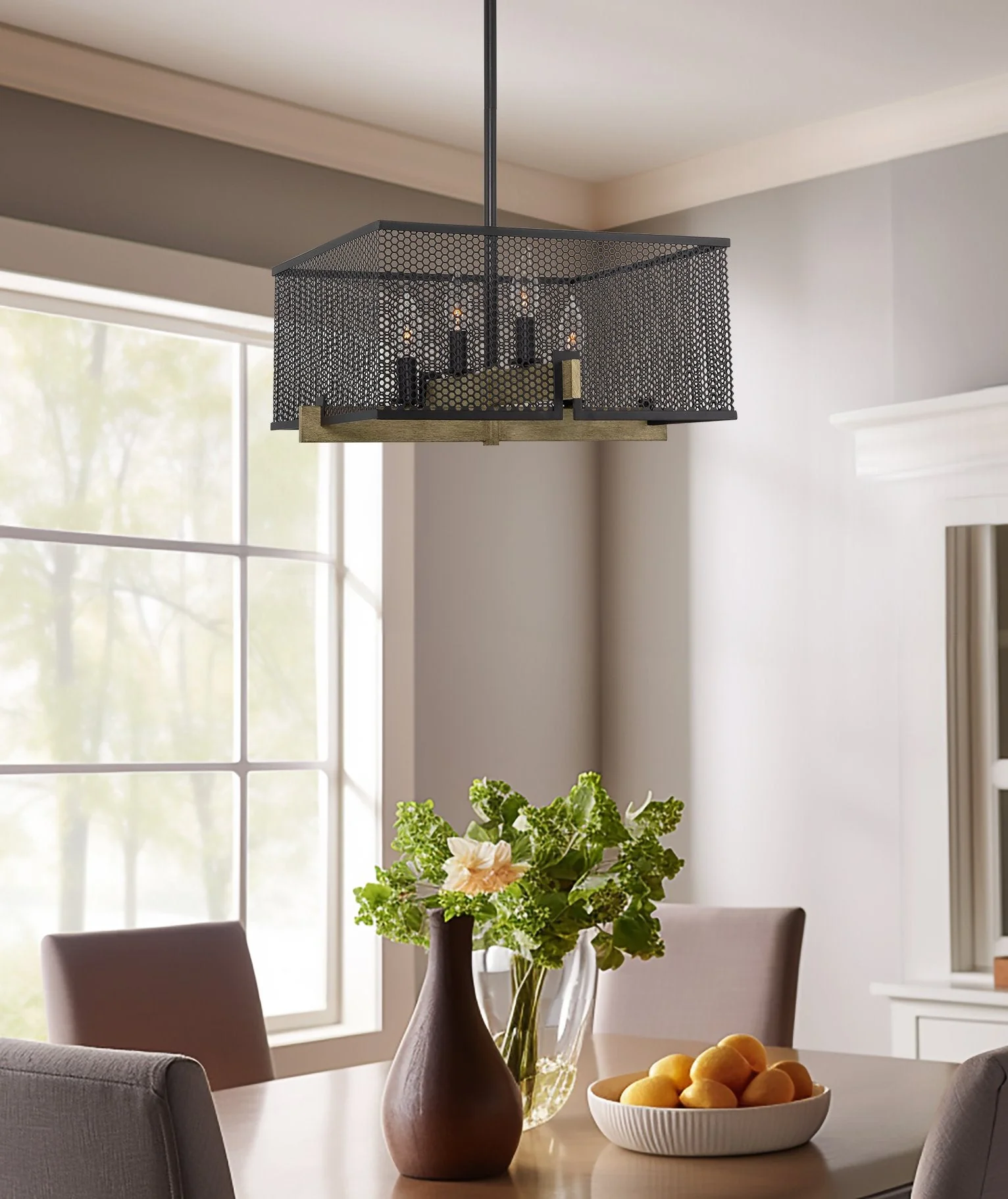 Channing 28 Modern 4-Light Industrial Farmhouse Pendant Light Chandelier