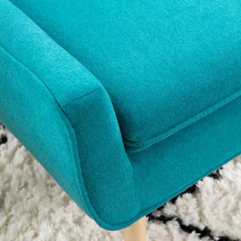 Bright Blue Button Tufted Accent Chair with Blonde Legs