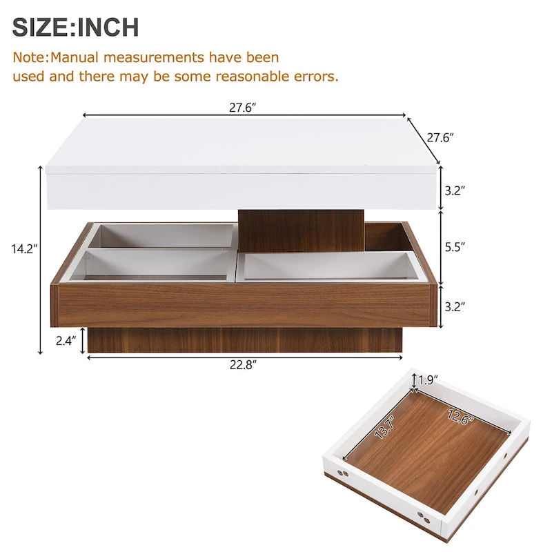 Modern Square Rotating Coffee Table