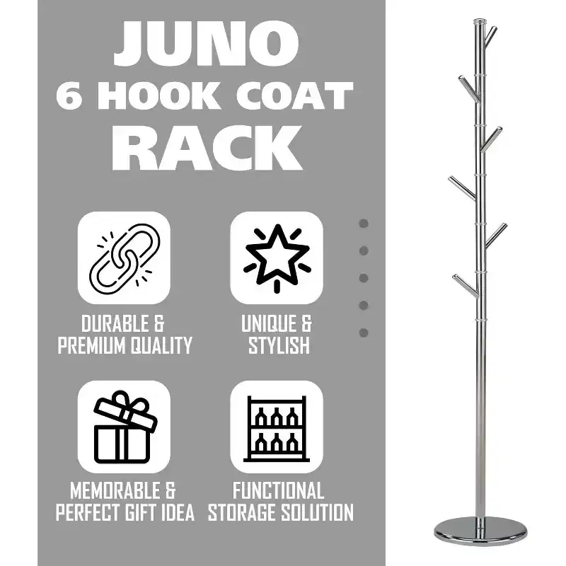 Kings Brand Furniture - Metal Freestanding Hall Tree Coat Rack Stand for Bedroom, Hallway, Entrance, Office, Hats Coats Scarves