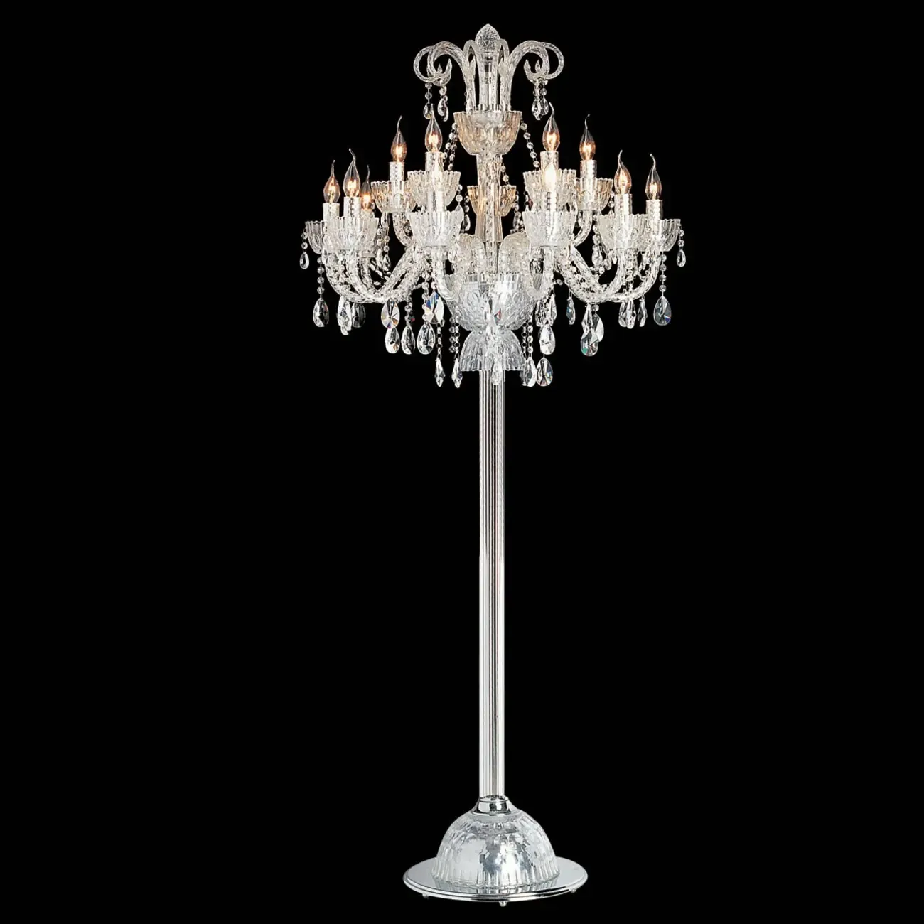 Traditional Luxurious Crystal Candelabra Floor Lamp