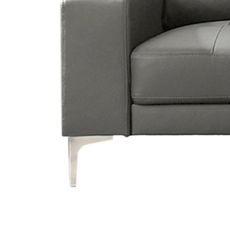 2 Piece Faux Leather Sectional Set with Square Armrest