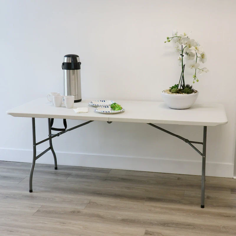 6 Foot Plastic Folding Table in White