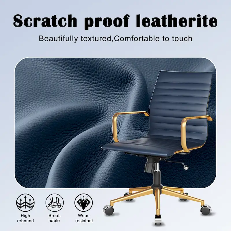 Black Ribbed Swivel Office Chair with Tilt Function