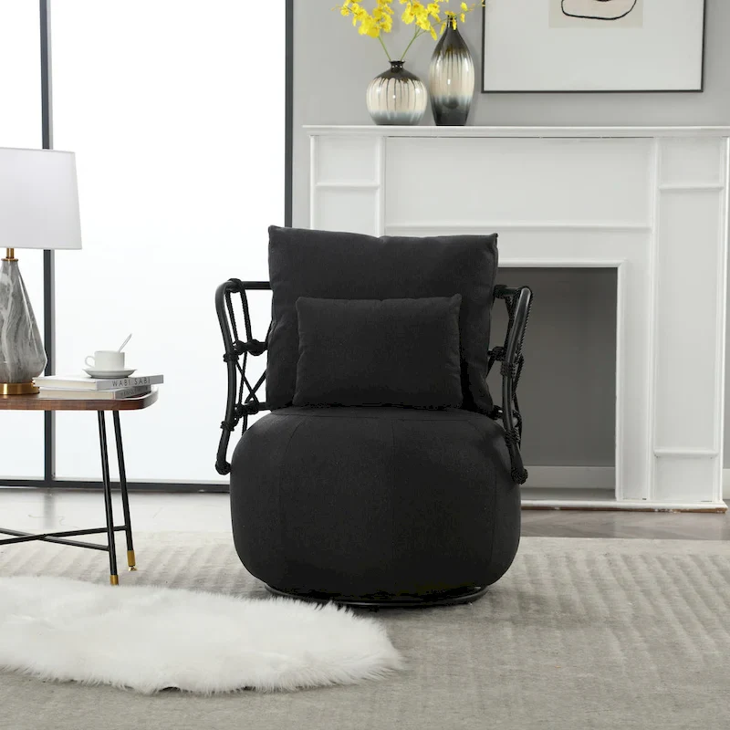 Upholstered Accent Chair with Metal Base