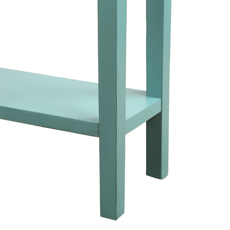 Blue / Brown / Navy Solid Wood Console Table with 4 Drawers & Lower Shelf – Rustic Style, Entryway Use