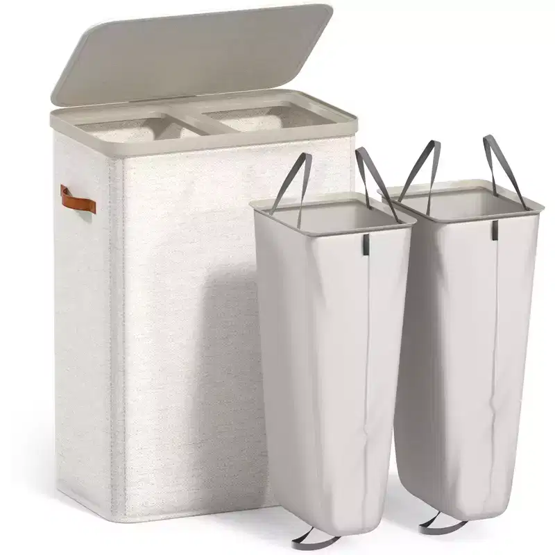 Sorbus 2-Compartment Laundry Basket with Removable Laundry Bag - Durable Organizer for Bathroom, Bedroom, or Laundry Room - Space Saving Design