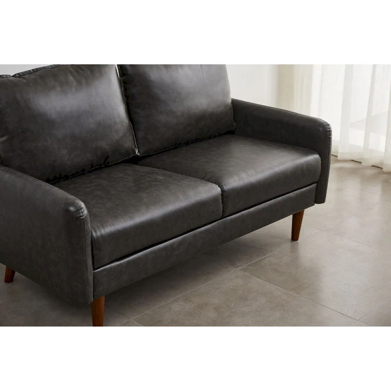 Faux leather 58  Square Arm Loveseat