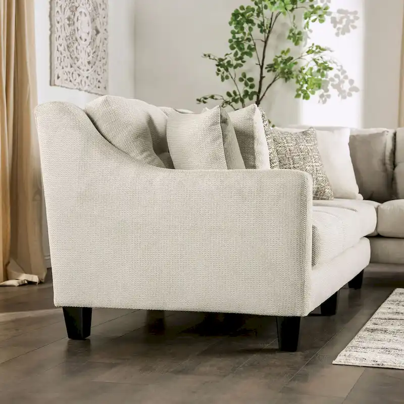 Ivory L-Shaped 5-Person Sectional Sofa